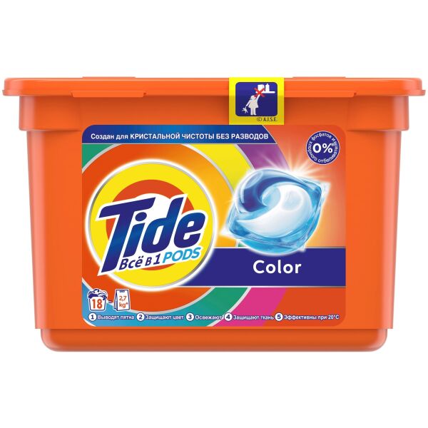 

Средства для стирки TIDE, Капсулы для стирки Tide Все в 1 Pods Color (18x22.8 г)