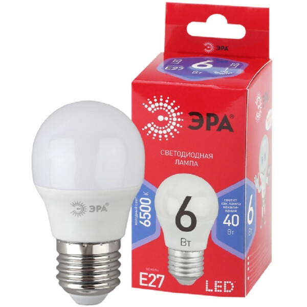 Led p45-6w-865-e27 r Лампочка светодиодная шар (диод, шар, 6вт, хол, e27) ЭРА