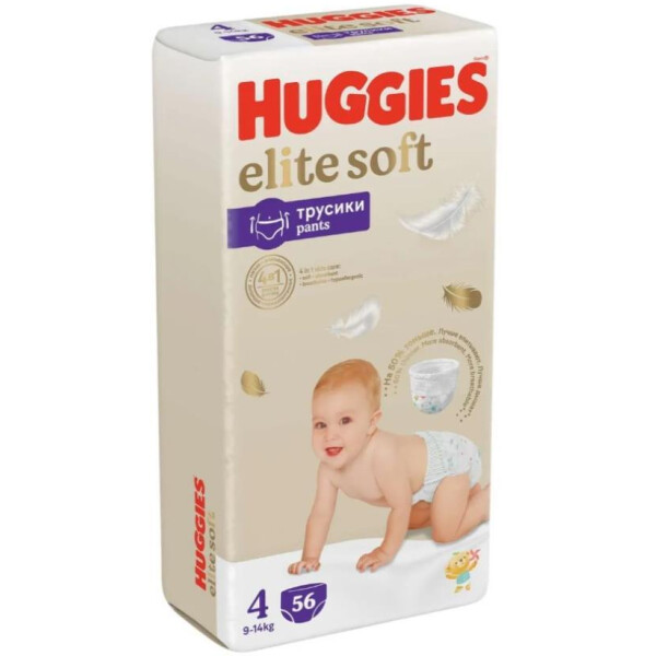 Детские одноразовые трусики-подгузники HUGGIES Elite Soft Giga 4 (9-14кг) 56 шт