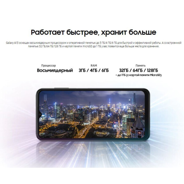 Смартфон Samsung Galaxy A13 SM-A137FZKGMEB 4GB/64GB (черный) Смартфон Samsung Galaxy A13 SM-A137FZKGMEB 4GB/64GB (черный)
