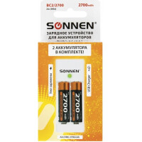 Зарядное устройство с аккумуляторами SONNEN  2 шт AA (HR6) 2700 mAh BC2, в блистере Зарядное устройство с аккумуляторами SONNEN  2 шт AA (HR6) 2700 mAh BC2, в блистере