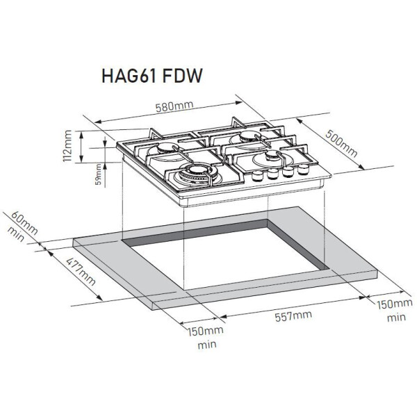 Варочная панель ZORG HAG61 FDW BL Варочная панель ZORG HAG61 FDW BL
