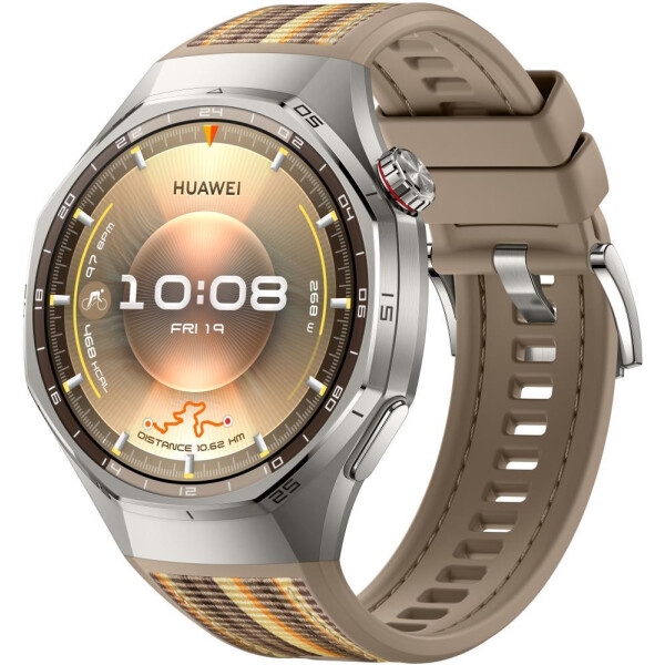 Смарт-часы HUAWEI Watch GT 6 Pro 46mm (ATM-B29) серебристый, с коричневым плетеным ремешком