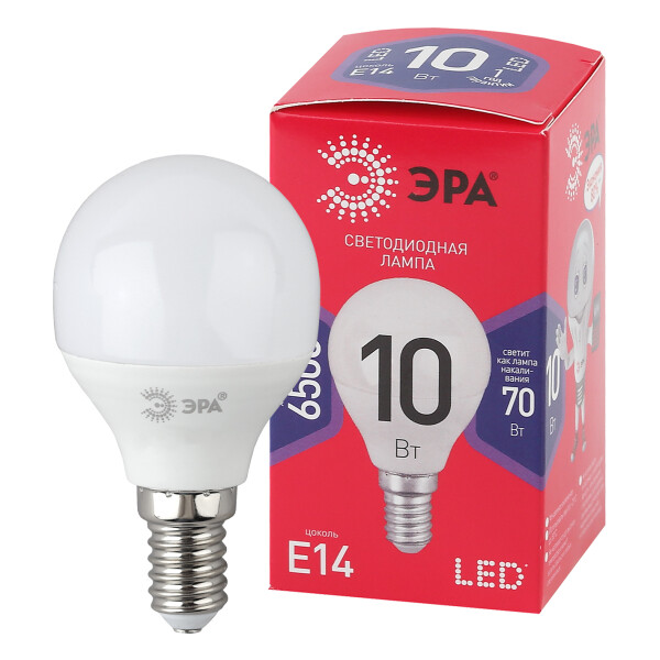Лампочка ЭРА RED LINE LED P45-10W-865-E14 R