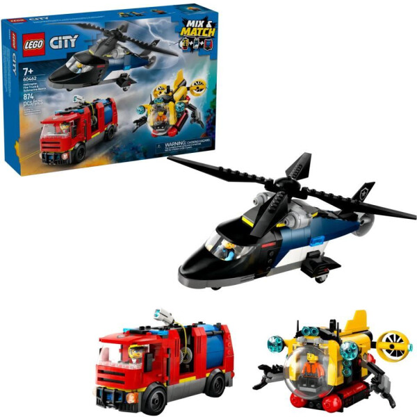 Конструктор LEGO City 60462 Вертолет, пожарная машина и подводная лодка