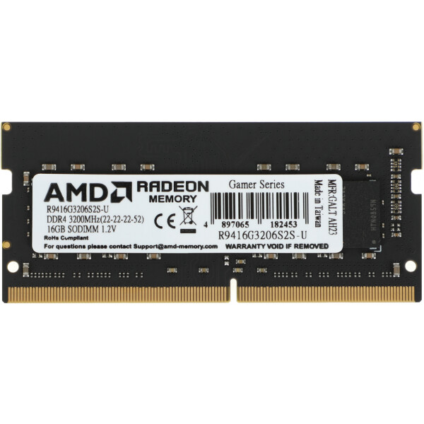 Оперативная память AMD Radeon 16GB DDR4 SODIMM PC4-25600 R9416G3206S2S-U