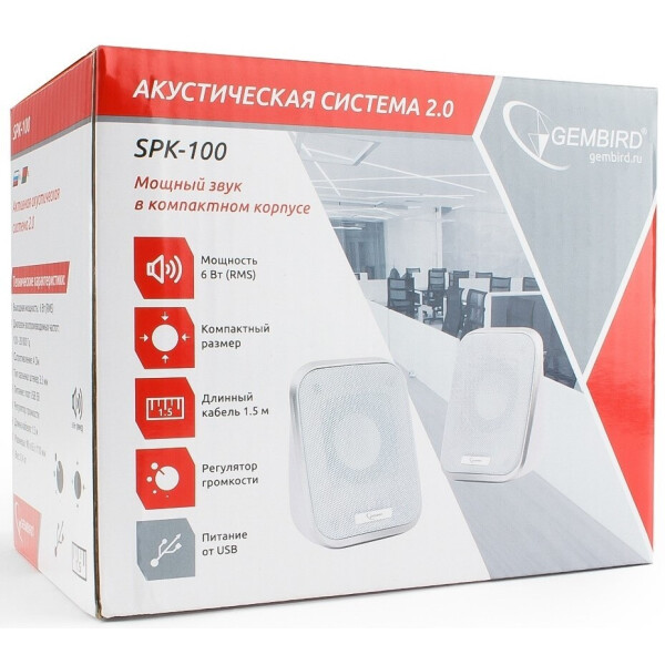 Акустика Gembird SPK-100 (белый) Акустика Gembird SPK-100 (белый)