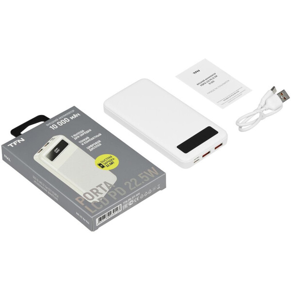 Внешний аккумулятор TFN Porta LCD PD 22.5W 10000mAh (TFN-PB-321-WH) Внешний аккумулятор TFN Porta LCD PD 22.5W 10000mAh (TFN-PB-321-WH)
