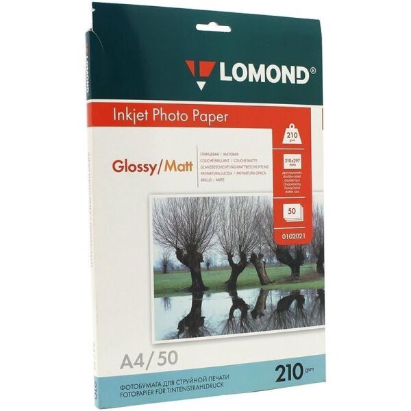 

Фотобумага LOMOND, Фотобумага Lomond Глянцевая/Матовая двухсторонняя А4 210 г/кв.м. 50 л (0102021)