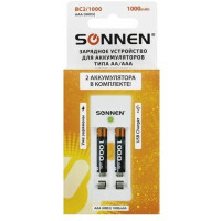 Зарядное устройство с аккумуляторами SONNEN 2 шт AAA (HR03) 1000mAh BC2, в блистере Зарядное устройство с аккумуляторами SONNEN 2 шт AAA (HR03) 1000mAh BC2, в блистере