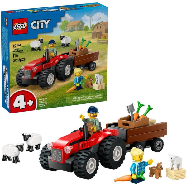 Конструктор Lego City Фермерский трактор с прицепом и животными 60461 (красный)