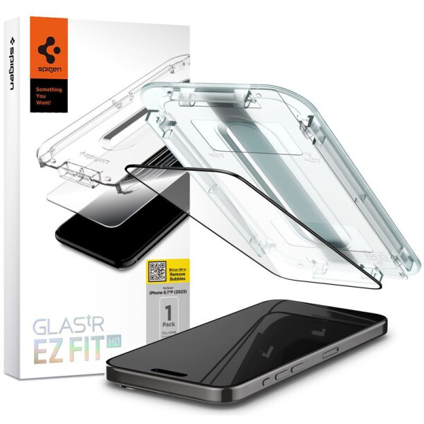 Защитное стекло Spigen Glass TR EZ Fit FC для iPhone 15 Pro AGL06899