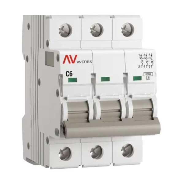 Выключатель автоматический EKF Averes AV-6 3P 6A (C) 6kA