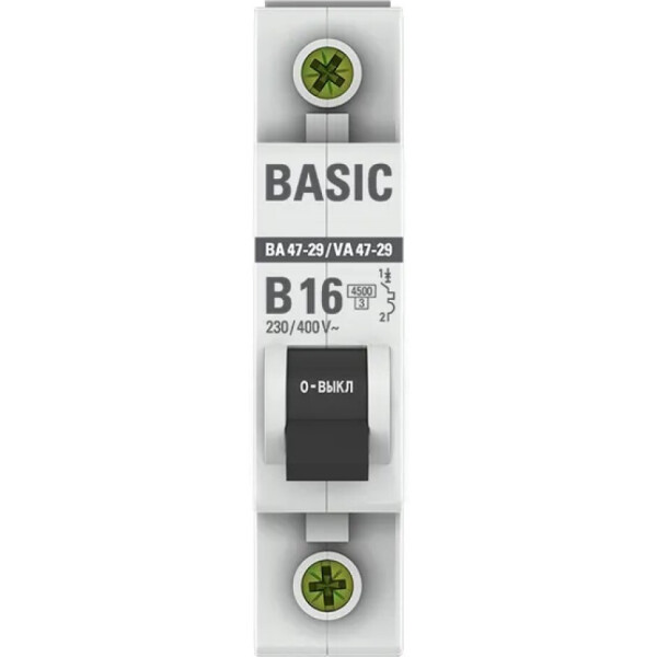 Выключатель автоматический EKF Basic ВА 47-29 1P 16А (B) 4,5кА Выключатель автоматический EKF Basic ВА 47-29 1P 16А (B) 4,5кА