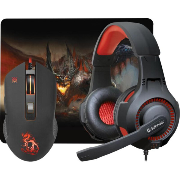 

Гарнитуры (наушники+микрофон) DEFENDER, Игровой набор Defender Devourer MHP-006 мышь+гарнитура+ковер