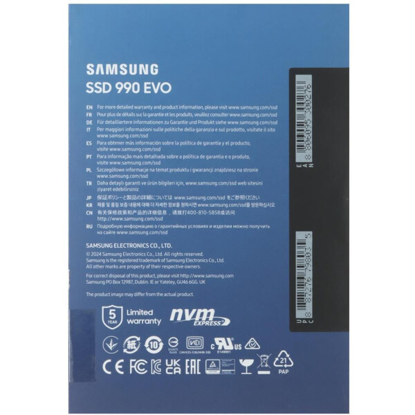 SSD Samsung 990 Evo 1TB MZ-V9E1T0BW SSD Samsung 990 Evo 1TB MZ-V9E1T0BW