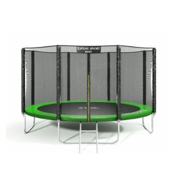 

Батуты Atlas Sport, Батут пружинный ATLAS SPORT 13FT-4 BASIC green (с защитной сеткой и лестницей)