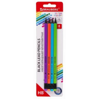 Набор карандашей чернографитных Brauberg ULTRA COLOR HB, с ластиком, пластиковые (181709) 4 шт Набор карандашей чернографитных Brauberg ULTRA COLOR HB, с ластиком, пластиковые (181709) 4 шт